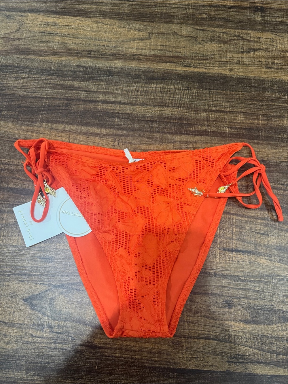 Gianni Bini Bright Orange Crochet Tie-Side Bikini Bottom